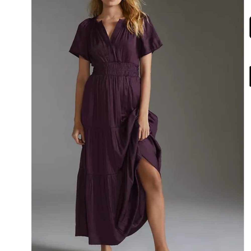 Anthropologie Somerset Maxi Dress in Purple Satin